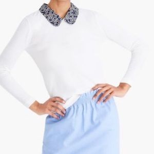 J Crew Factory Sweater with Woven Collar Small